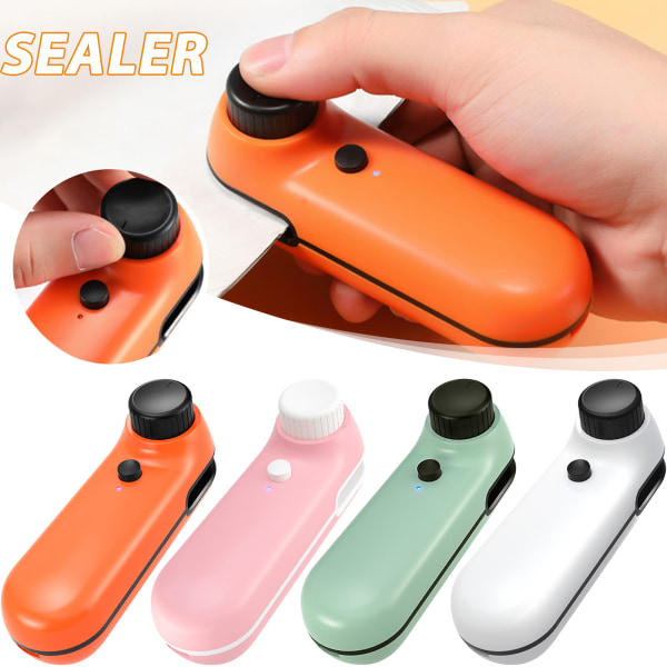 Hand Pressure Mini Sealer Bärbar USB Uppladdningsbar Heat Snack Bag Sealer Orange