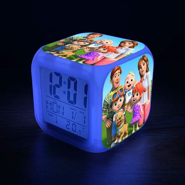 CoCoMelon7 Colors LED Digital Väckarklocka Multifunktionstermometer Byter nattljus 02