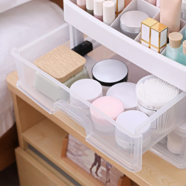Flerlagerslåda för förvaringslåda Dammtät smycken smink organizer Klar skrivbordslåda för DIY-verktyg Brevpapper 2