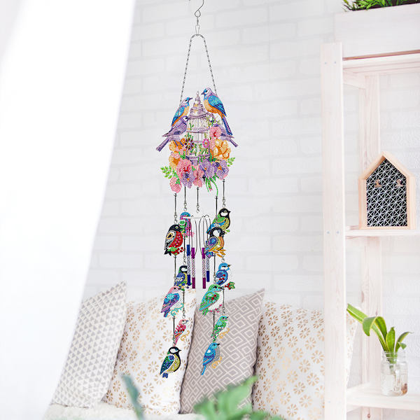 Gör-det-själv-prickade diamant-målning Wind Chimes Kit Robust charmig dekorativ rekvisita för balkong uteplatser Pfl507