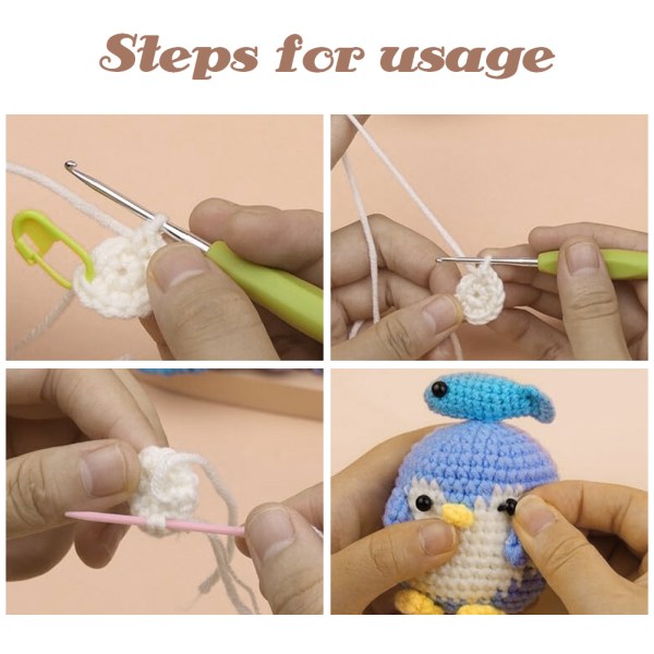 DIY Virkad Stickad Kit Personlig Intressant Stickad Virkad Docka För Födelsedagspresent Purplish Blue