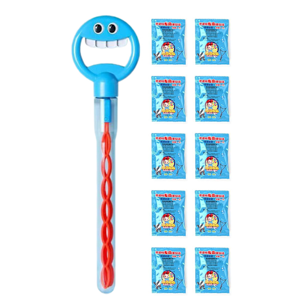 32 Hål Smilings Face Bubble Stick med påfyllningar Lätt att använda Bubble Machine för festfavorit Blue