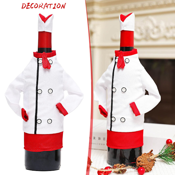 Christmas Wine Bottle Cover Creative Chef Kläder Hatt Bottle Topper Dekoration Button