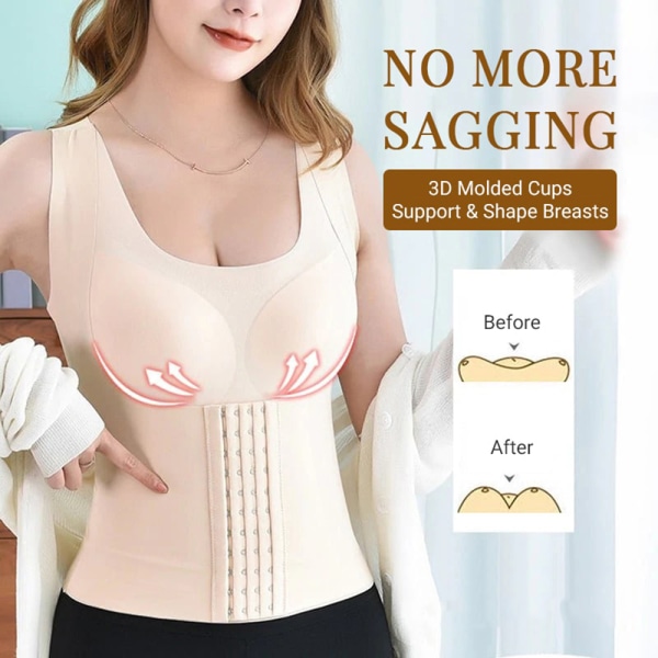 Kvinnor Andas Shapewear 4 i 1 främre spänne bröststöd bröststöd väst Black XL