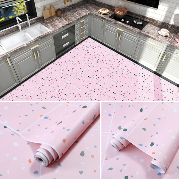 Självhäftande golvplattor Vattentäta halkfria dekaler för badrum Kök Vardagsrum E 100*60*6cm