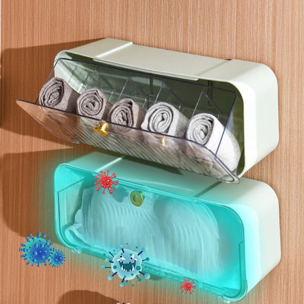 Punch-free Hänger Underkläder Box Ej borrande Platssparande BH- case För sovrum Green