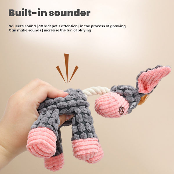 Pet Dog Bittålig plyschleksak Multifunktionell hundtuggleksak Rolig interaktiv hundleksak Pink Donkey