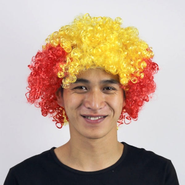 Europacup-VM Fluffy Head Peruk Rolig Flagga Färg Head Cover för semester Spain