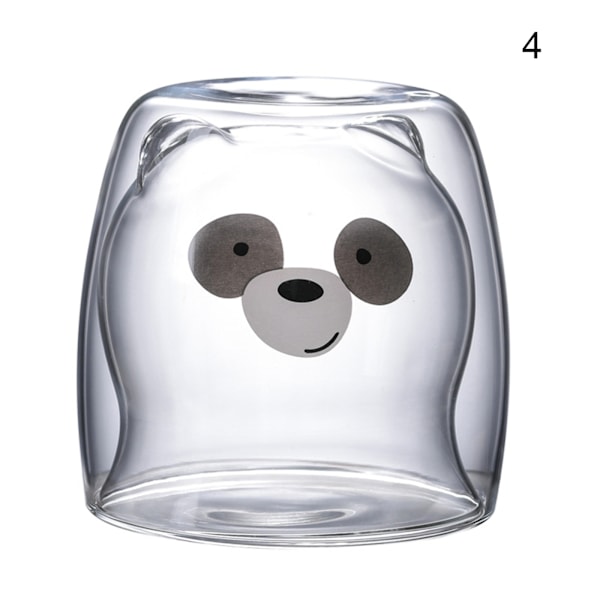 Tecknad Bear Cup Dubbellager Transparent Glas Cups Kaffe Mugg Par Gåvor 4