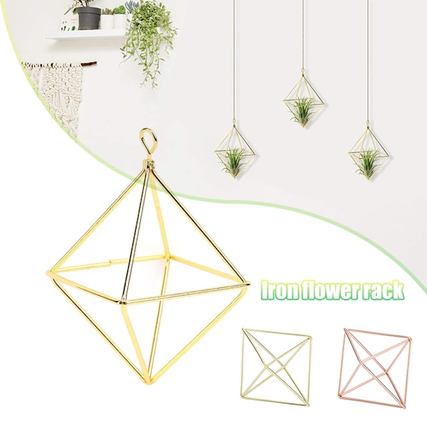 Enkelt Mini Iron Flower Stand Suckulent Blomsterhylla Blomkruka För Desktop Balkong Dekoration Gold With Ring