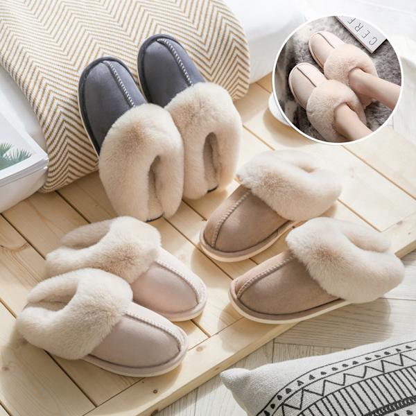 Tjocka plysch inomhustofflor, Vintervarma tofflor för kvinnor Khaki 255mm