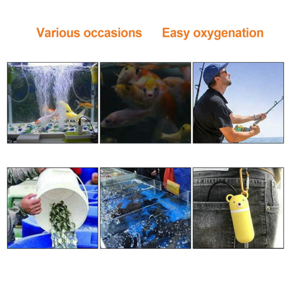 Söta Mute Oxygen Air Pumps Portable Mini USB Aquarium Fish Supplies Tillbehör för akvarium Light Blue