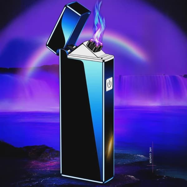 Genopladelig Elektrisk Lighter – Vindtæt Dobbelt Bue Plasma Brænder USB Lighter til Cigarer, Perfekt Gave til Far Silver Ice