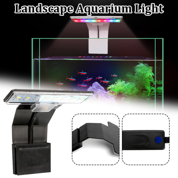 Tunna LED-akvarielampor Klippbara LED-växter växer ljus 8W sötvattenslampor Vattentät lampa för akvarier White EU Plug