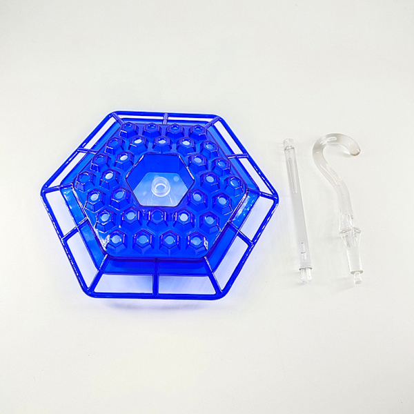 Hexagonal/rund hängande fågelmatare Stor kapacitet Fåglar Matbehållare för trädgårdsgård Hem Blue