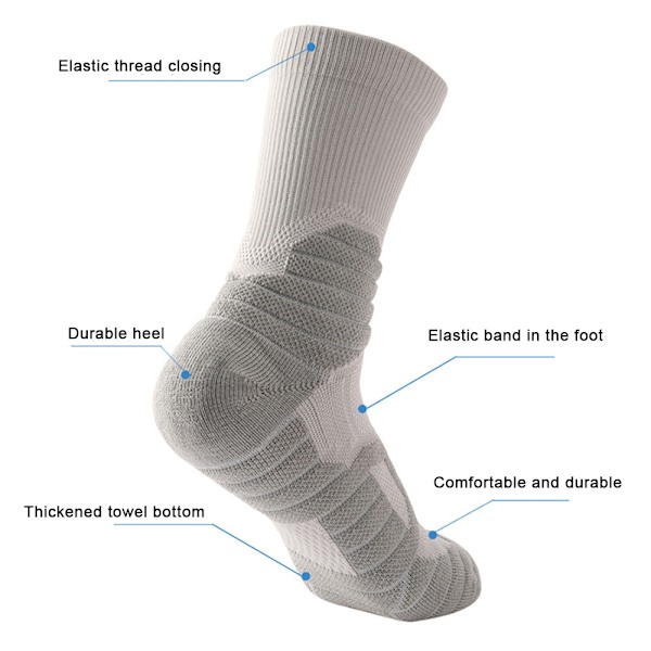 Athletic Cushioned Crew Moisture Control Strumpor för män Komfort för vandring Löpning White