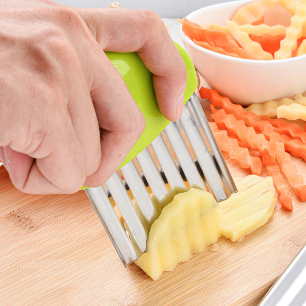 Grönsaksskärare Vågskärare för att skära potatis Potatisskärare i rostfritt stål Green