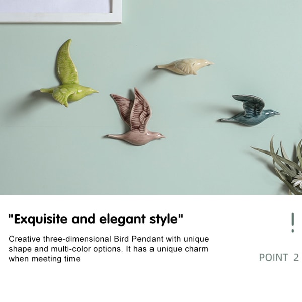 3D Keramik Flygande Fåglar Väggdekor Kreativa fåglar hängande prydnad för hemmet Beige Type A