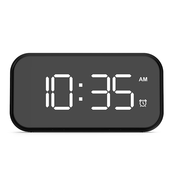 Digital väckarklocka 5-tums LED-skärm 12/24H 5 ljusstyrka sovrumsväckarklocka Hemmakontor White