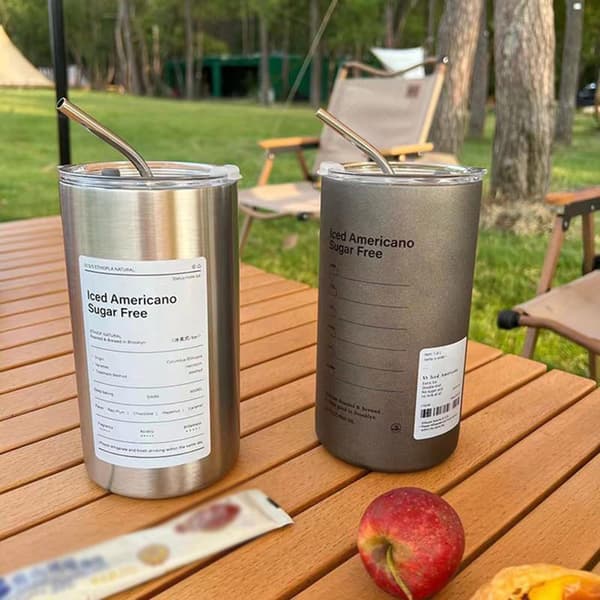 Rostfritt stål, halmisolerad mugg Multifunktionsstor vattenkopp för kontor i hemmet Grey 320ml
