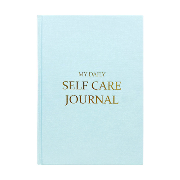 A5 Daily Self Care Journal med guldfolie Enkel stil kakel anteckningsbok present till vänner familj Blue