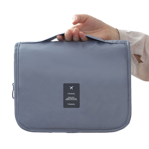 Bärbar kosmetisk väska i kypert Lätt necessär med stor kapacitet för utomhusresor Grey
