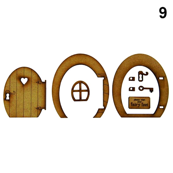 Fairy Dörr och Fönster Set För Träd Miniatyr Trä Fairy Pixie Trädgård Utomhusdekor för Hem Barn 9