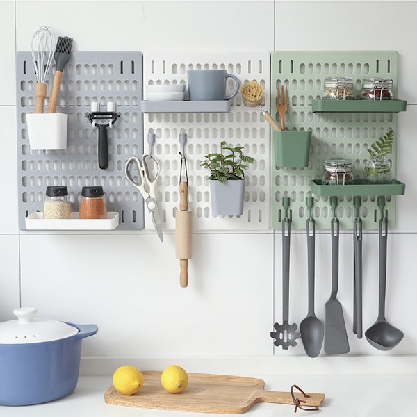 Pegboard Vägghyllor Monterad Organizer för dekoration Ingen borrning Enkel montering Gray 42*30cm