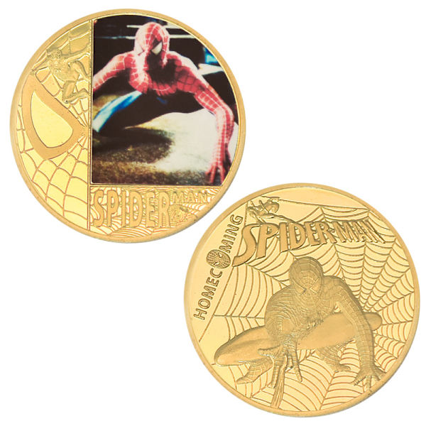 Spider-Man Coin Super Hero Jubileumsmynt Guldmetallmynt Souvenir för Samlare Fans Collection Spiderman 4