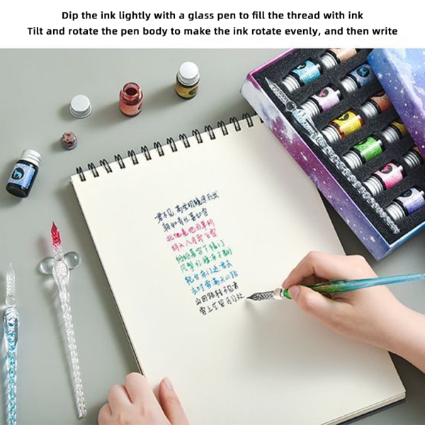 Kalligrafi Dip Pen Set Flerfunktionsfärgad Bläckpenna Bärbar gör-det-själv-penna Gradient Blue S