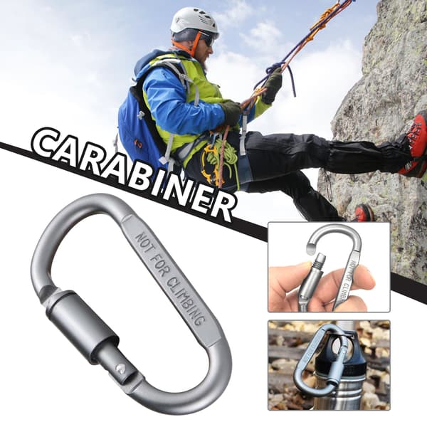 D-formade karbinhakar nyckelringklämma professionell metall nyckelringklämma för utomhus inomhus Silver