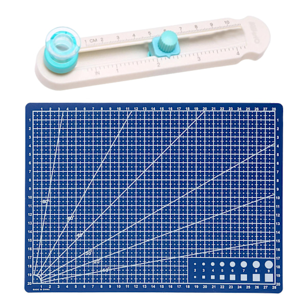 360 ° Roterbar Circle Cutter Skärmatta Kit Hög exakt skala Skärmatta för kompositpapper Cutter and Blue