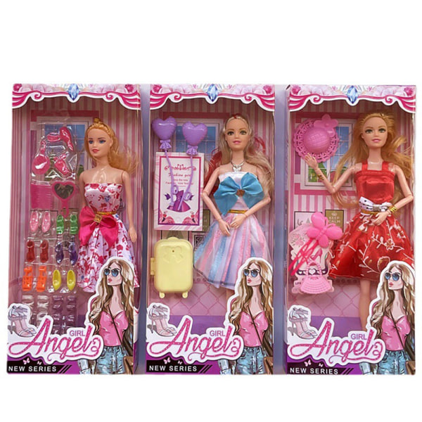 Härlig Barbie-docka set Mode Desktop dekorativa rekvisita Present för pojkar Flickor Barn (slumpmässiga kläder) Set A (6pcs)