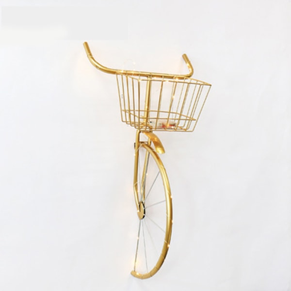 Retro cykeldekor med korg Väggmonterad design Hållbar Långvarig Lätt att använda för hemkaffe Gold