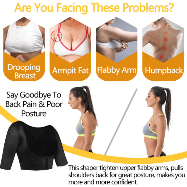 Armslimming Shaper Kompression Slimming Shapewear Push Up Topp Dam Hållningskorrektor svart M