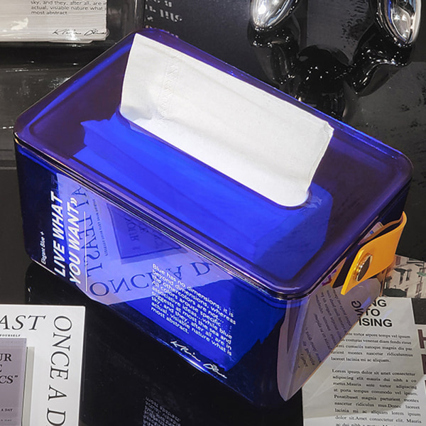 Clear PET Tissue Box Square Facial Tissue Dispenser Box Hållare för bänkskiva NAVY