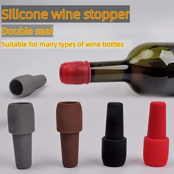 Universal mjuk silikon vinpropp Läcksäker vinflaska stopplock för mousserande vinöl random 8pcs