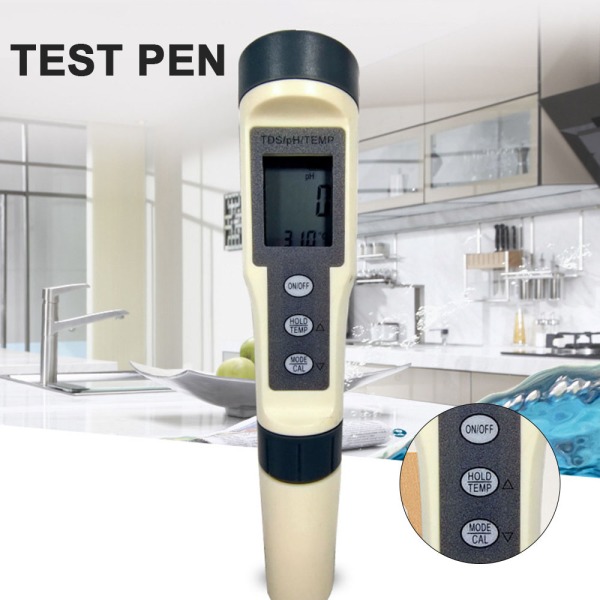 3 i 1 TDS-PH-Temp vattentestpenna Multifunktionell noggrannhetstestpenna för dricksvattenakvarier 3 in 1