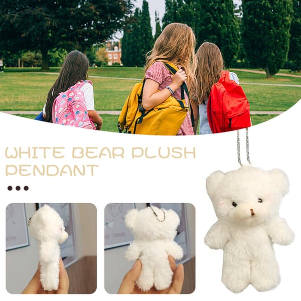 Blush Bear Nyckelring Hängen Multifunktionell Söt hängsmycke docka för väska White