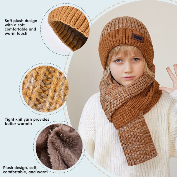 Barnmössor Scarf Set Vindtät Värmande Barnmössa för utomhusbruk Cafe