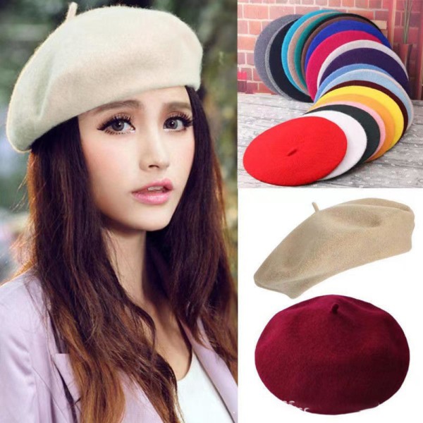 Vintage vinter basker för kvinnor Mjuk Bekväm värmande hatt Vintervarma tillbehör Bright Red