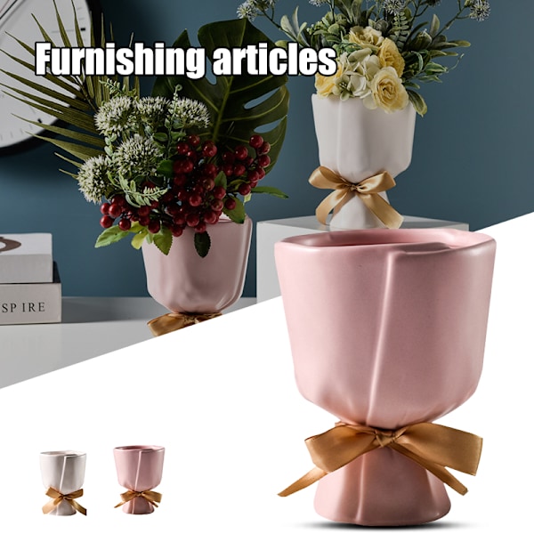 Creatives Bukett Keramik Blomvaser Hem Modern Elegant Inredning Unik Design För Hemmakontoret Ornament White