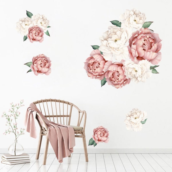 Creative Peony Flower Series Väggdekal Personliga väggdekaler för hemmet FX64094 Light Pink