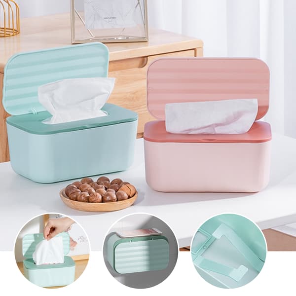 Mångsidig vävnadsförvaringslåda med lock Hushållsdammsäker organizer White