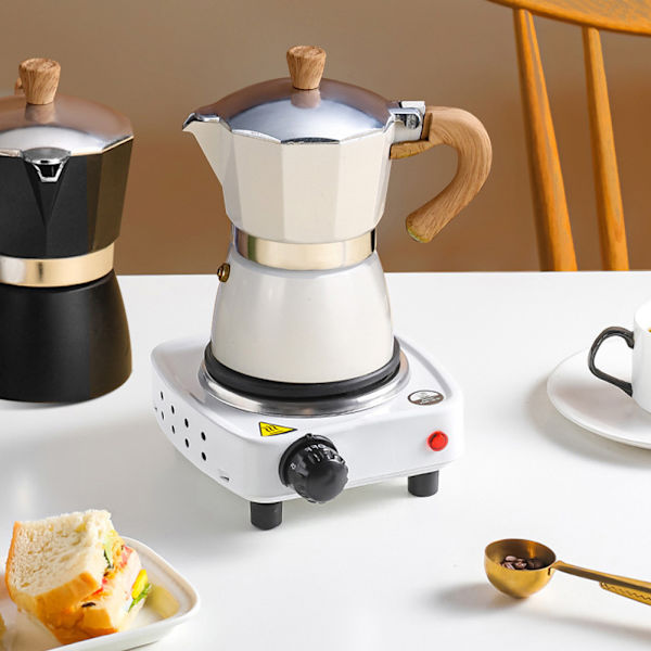 V-formad pip Moka Pot Högtrycksutvinning Kaffekannor för kök White