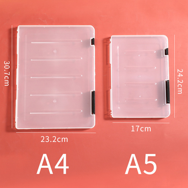 A4/A5 Transparent förvaringslåda Bärbar organizer Red Small A5