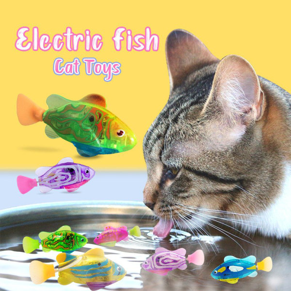 Simulering elektrisk fisk med lätta söta induktionskatt interaktiva leksaker 5PCrandom Color