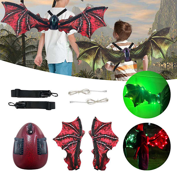 3D-mode dinosaurievingar med ljust mode danspartykläderdekoration för halloweenfest Red