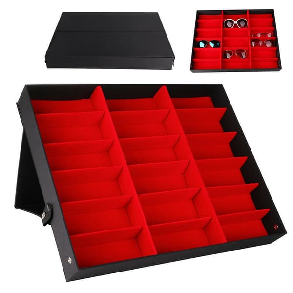18 Grids Glasögon Solglasögon Glasögon Förvaring Display Box Hållare Case Organizer White