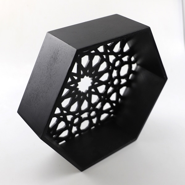 Hexagonal krukställ i trä Personlig ihålig design växtkrukhållare för vardagsrummet Coffee